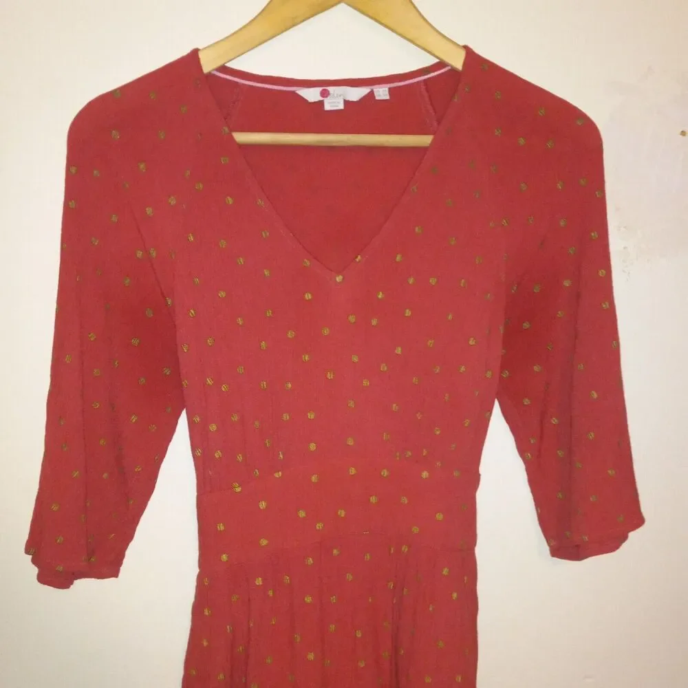 Boden Size 2 Dominique Polka Dot Belted Dress-Pockets-3/4 Raglan Sleeve - Picture 3 of 10